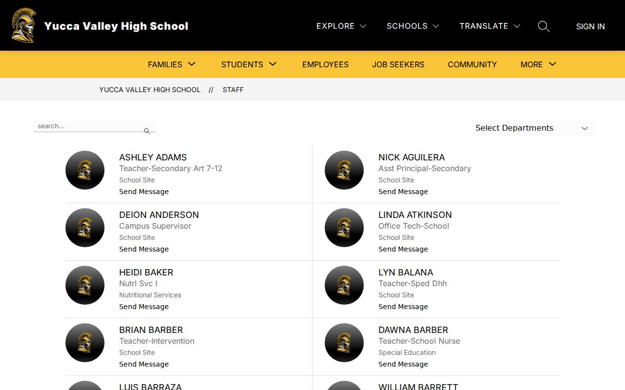 Yucca Valley people directories listing for Yucca Valley High School staff