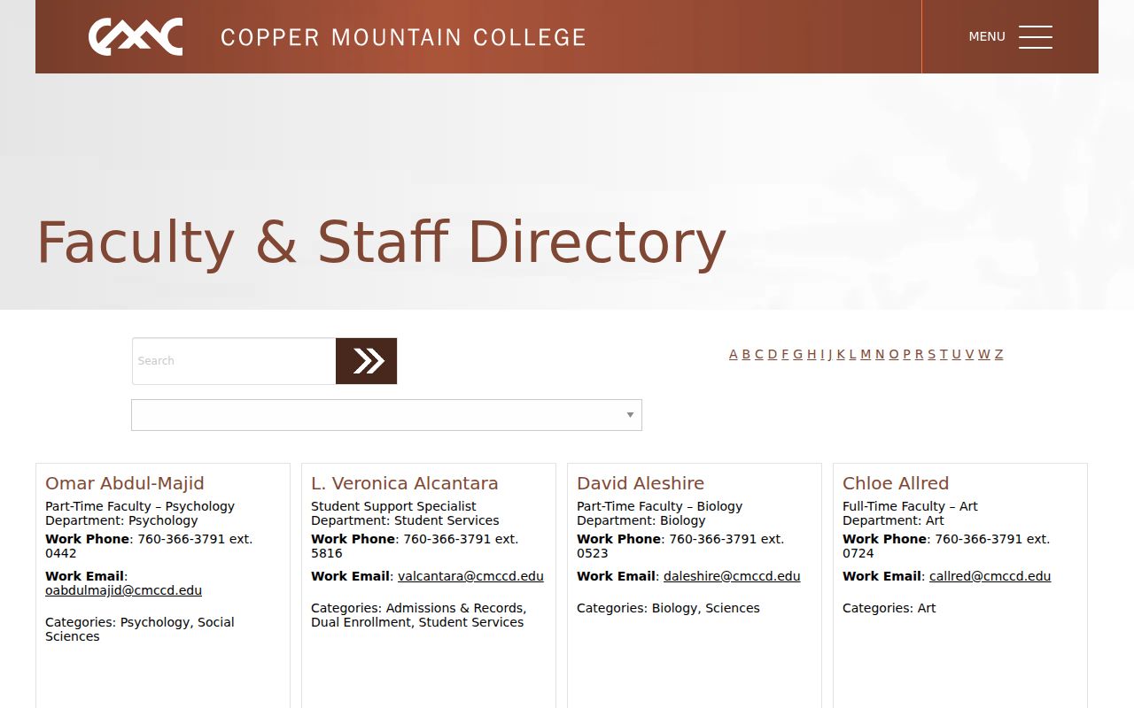 Yucca Valley people directories source at Copper Mountain College